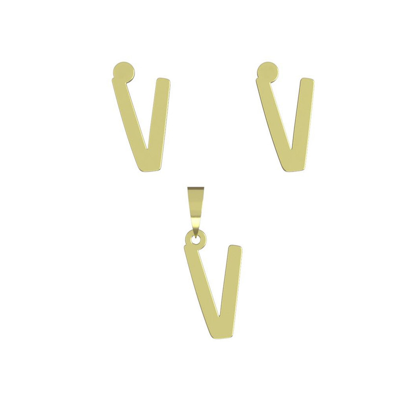 نیم ست طلا 18 عیار زنانه مدوپد مدل حرف V کد NA16754 نیم ست طلا 18 عیار زنانه مدوپد مدل حرف V کد NA16754