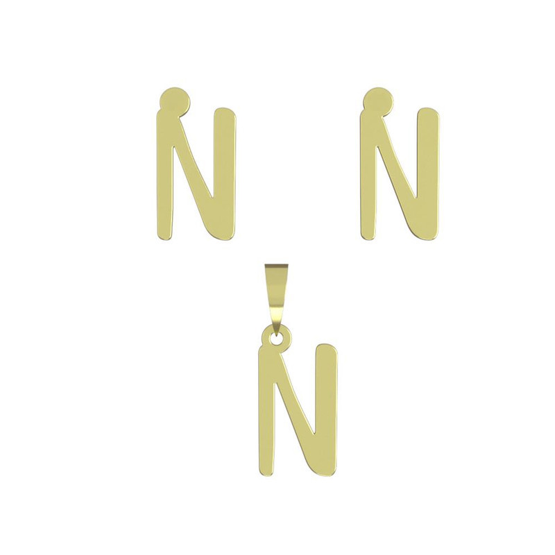 نیم ست طلا 18 عیار زنانه مدوپد مدل حرف N کد NA16774 نیم ست طلا 18 عیار زنانه مدوپد مدل حرف N کد NA16774