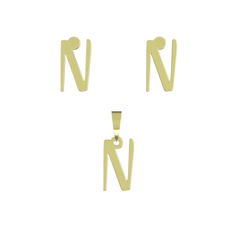 نیم ست طلا 18 عیار زنانه مدوپد مدل حرف N کد NA16822 نیم ست طلا 18 عیار زنانه مدوپد مدل حرف N کد NA16822