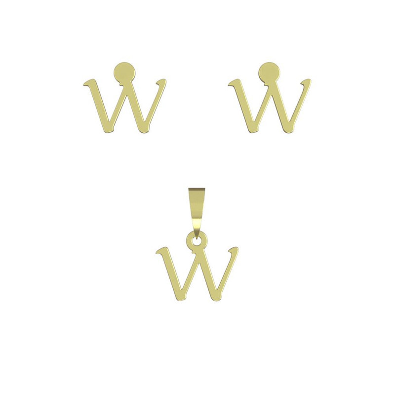 نیم ست طلا 18 عیار زنانه مدوپد مدل حرف W کد NA16935