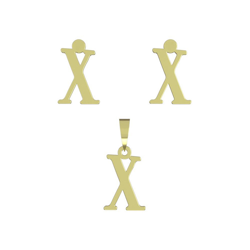 نیم ست طلا 18 عیار زنانه مدوپد مدل حرف X کد NA16962