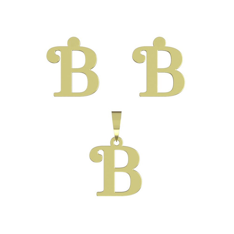 نیم ست طلا 18 عیار زنانه مدوپد مدل حرف B کد NA17200