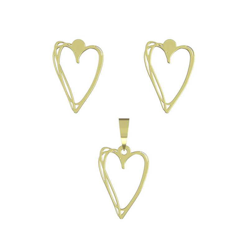 نیم ست طلا 18 عیار زنانه مدوپد مدل قلب کد NA17811