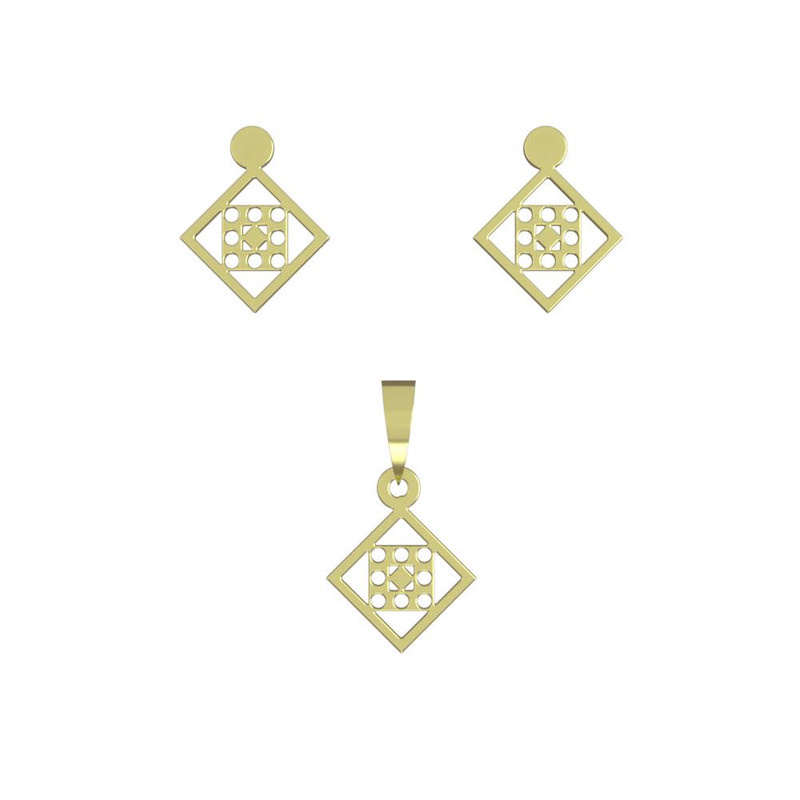 نیم ست طلا 18 عیار زنانه مدوپد مدل لوزی کد NA10568 نیم ست طلا 18 عیار زنانه مدوپد مدل لوزی کد NA10568