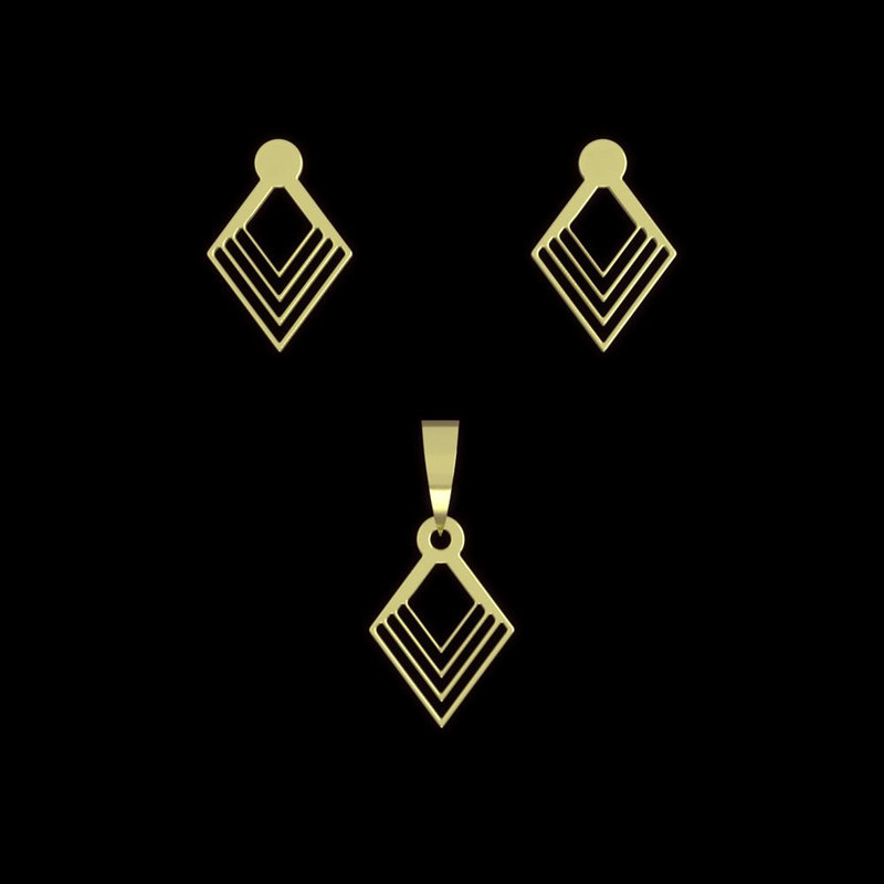 نیم ست طلا 18 عیار زنانه مدوپد مدل لوزی کد NA10576