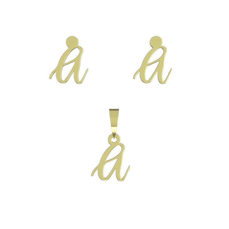 نیم ست طلا 18 عیار زنانه مدوپد مدل حرف a کد NA10849