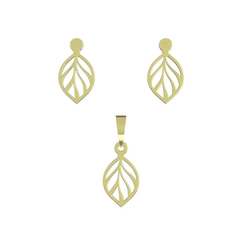 نیم ست طلا 18 عیار زنانه مدوپد مدل برگ کد NA10853