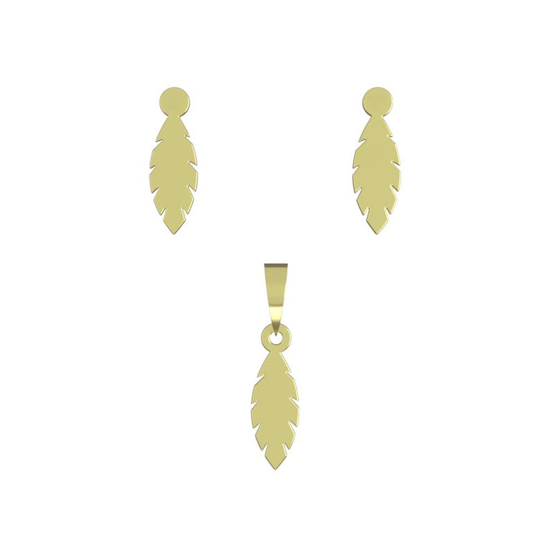 نیم ست طلا 18 عیار زنانه مدوپد مدل برگ کد NA10898