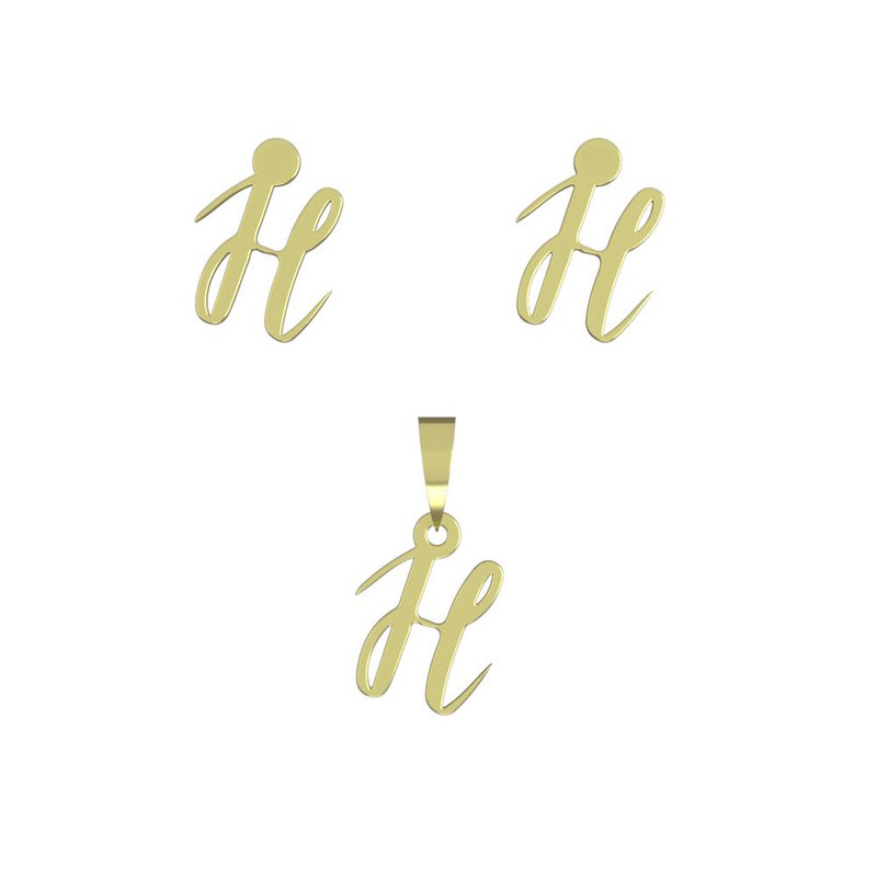 نیم ست طلا 18 عیار زنانه مدوپد مدل حرف h کد NA10942