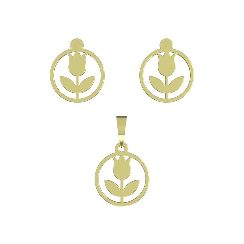 نیم ست طلا 18 عیار زنانه مدوپد مدل گل کد NA10990 نیم ست طلا 18 عیار زنانه مدوپد مدل گل کد NA10990