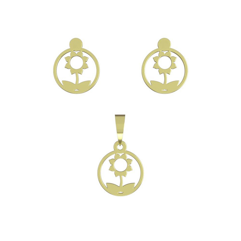 نیم ست طلا 18 عیار زنانه مدوپد مدل گل کد NA10993 نیم ست طلا 18 عیار زنانه مدوپد مدل گل کد NA10993