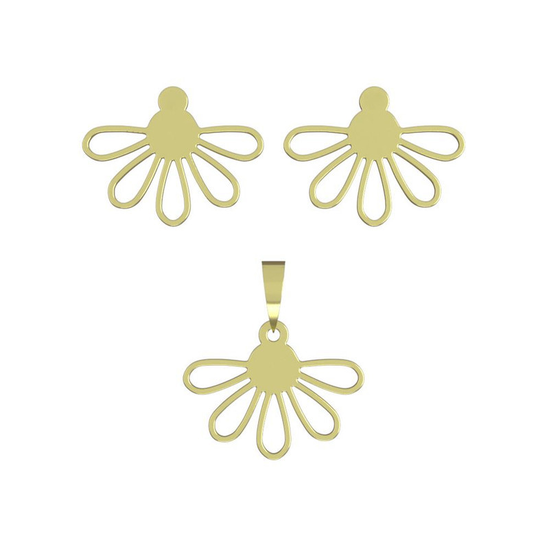 نیم ست طلا 18 عیار زنانه مدوپد مدل گل کد NA11022 نیم ست طلا 18 عیار زنانه مدوپد مدل گل کد NA11022