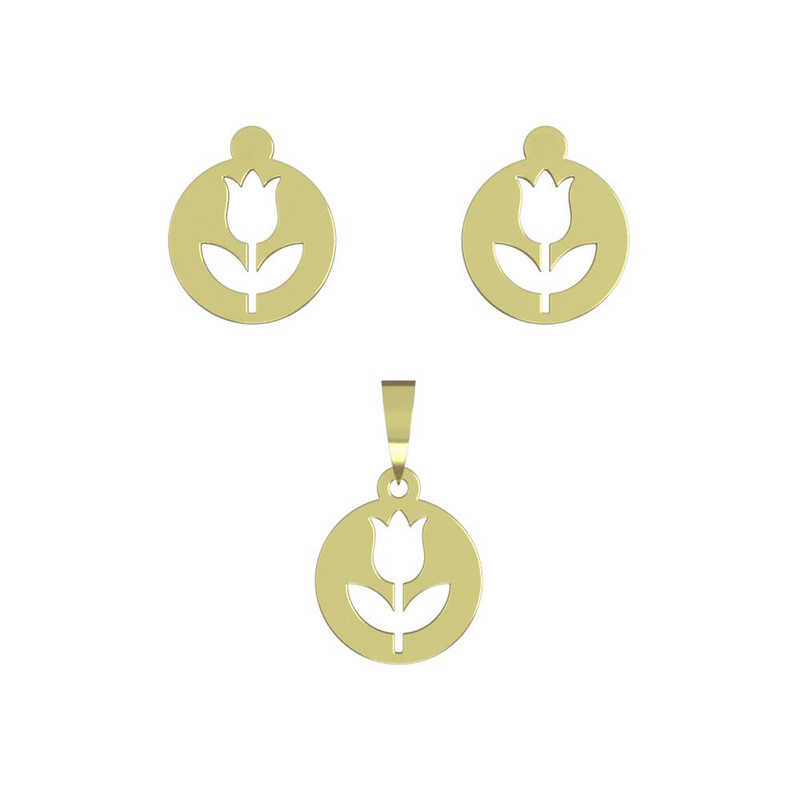 نیم ست طلا 18 عیار زنانه مدوپد مدل گل کد NA11023 نیم ست طلا 18 عیار زنانه مدوپد مدل گل کد NA11023