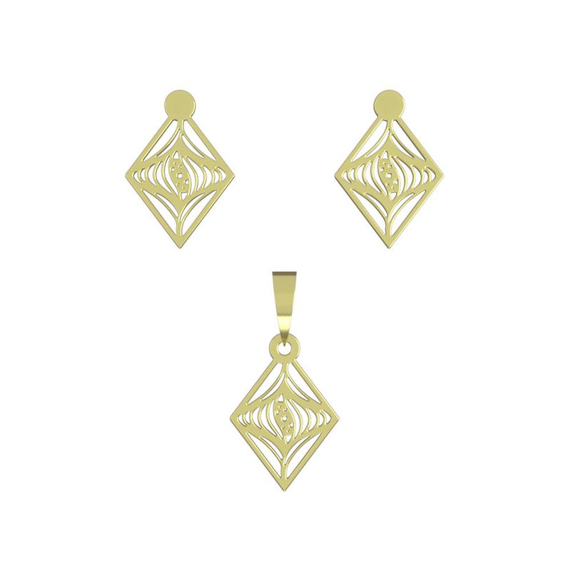 نیم ست طلا 18 عیار زنانه مدوپد مدل لوزی کد NA11045 نیم ست طلا 18 عیار زنانه مدوپد مدل لوزی کد NA11045