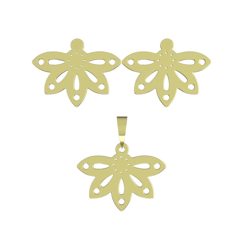 نیم ست طلا 18 عیار زنانه مدوپد مدل گل کد NA11050 نیم ست طلا 18 عیار زنانه مدوپد مدل گل کد NA11050