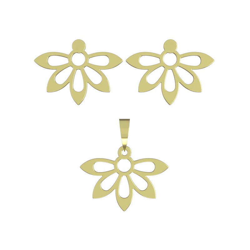 نیم ست طلا 18 عیار زنانه مدوپد مدل گل کد NA11051 نیم ست طلا 18 عیار زنانه مدوپد مدل گل کد NA11051