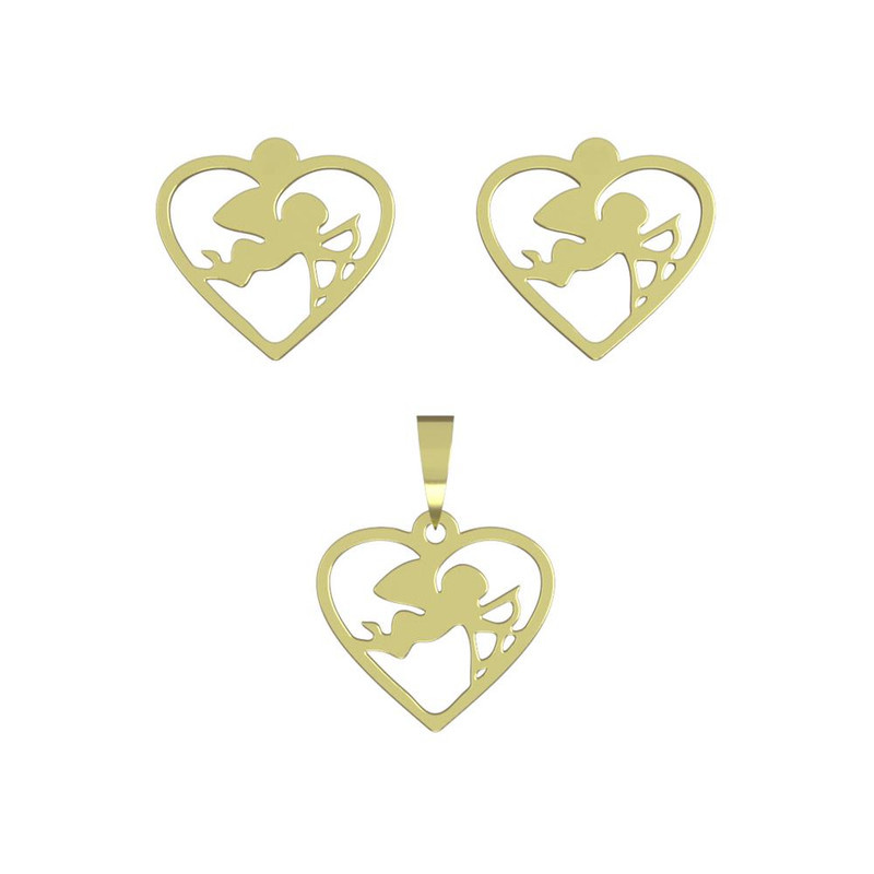 نیم ست طلا 18 عیار زنانه مدوپد مدل قلب و فرشته کد NA11063