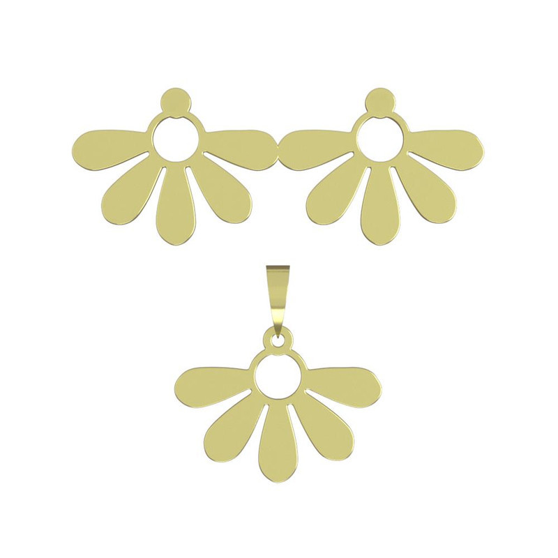 نیم ست طلا 18 عیار زنانه مدوپد مدل گل کد NA11084 نیم ست طلا 18 عیار زنانه مدوپد مدل گل کد NA11084