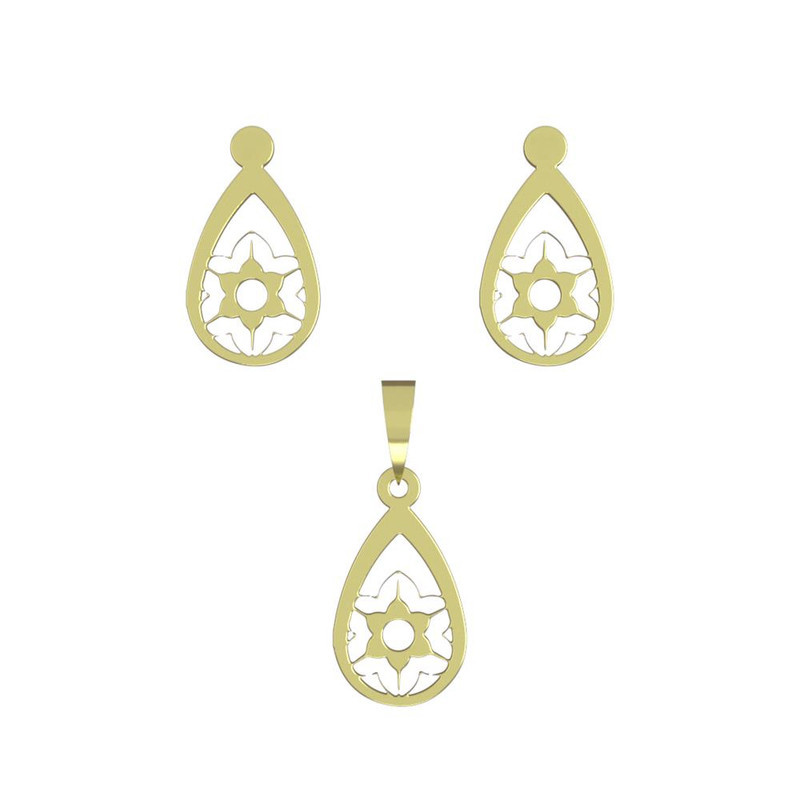 نیم ست طلا 18 عیار زنانه مدوپد مدل گل کد NA11107