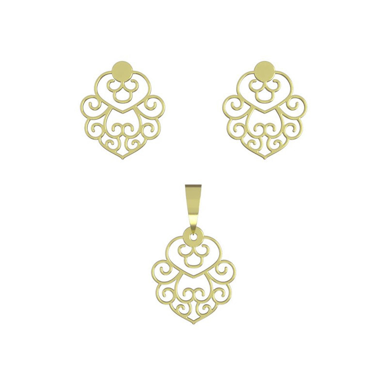 نیم ست طلا 18 عیار زنانه مدوپد مدل هندسی کد NA11142