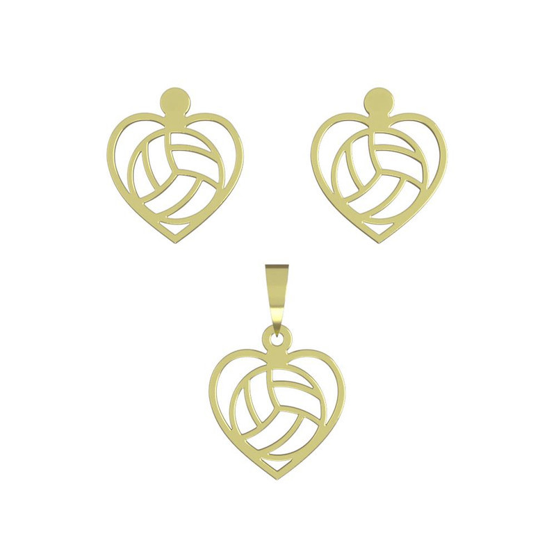 نیم ست طلا 18 عیار زنانه مدوپد مدل قلب و توپ بسکتبال کد NA11171