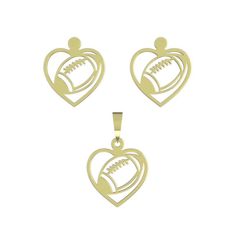نیم ست طلا 18 عیار زنانه مدوپد مدل قلب و توپ راگبی کد NA11172