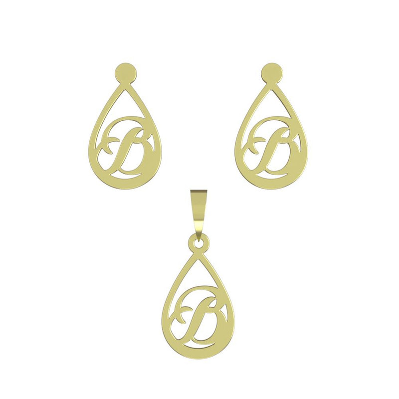 نیم ست طلا 18 عیار زنانه مدوپد مدل حرف B کد NA11190