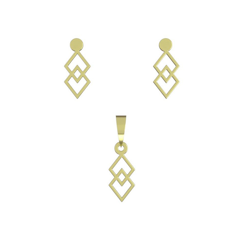 نیم ست طلا 18 عیار زنانه مدوپد مدل دو لوزی کد NA11195 نیم ست طلا 18 عیار زنانه مدوپد مدل دو لوزی کد NA11195