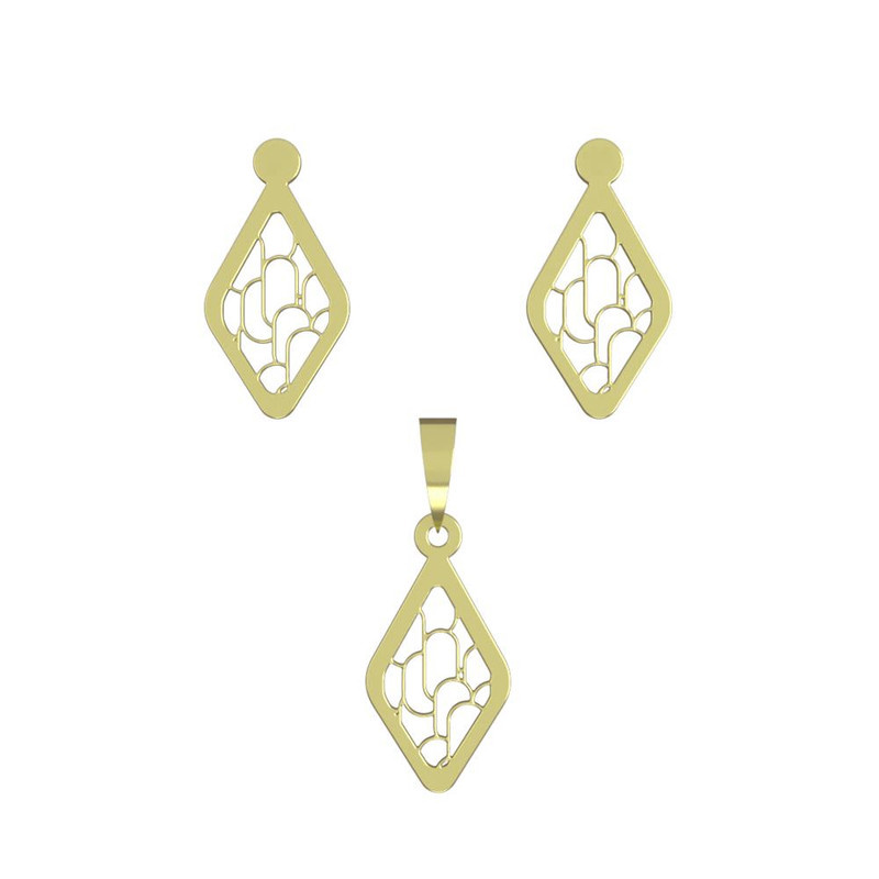 نیم ست طلا 18 عیار زنانه مدوپد مدل لوزی کد NA11273 نیم ست طلا 18 عیار زنانه مدوپد مدل لوزی کد NA11273