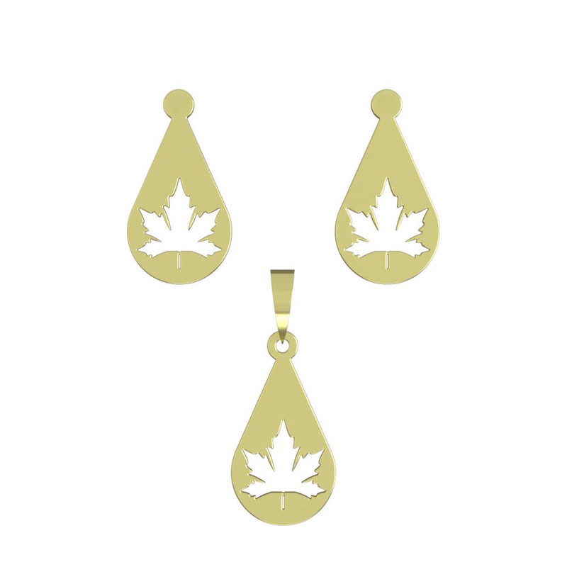 نیم ست طلا 18 عیار زنانه مدوپد مدل برگ کد NA11283