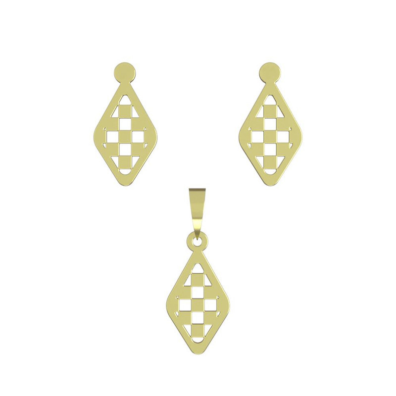 نیم ست طلا 18 عیار زنانه مدوپد مدل لوزی کد NA11296 نیم ست طلا 18 عیار زنانه مدوپد مدل لوزی کد NA11296