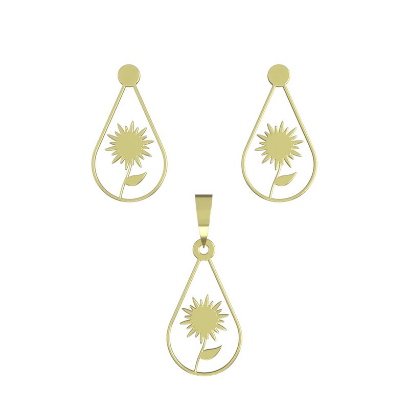 نیم ست طلا 18 عیار زنانه مدوپد مدل گل کد NA11340 نیم ست طلا 18 عیار زنانه مدوپد مدل گل کد NA11340