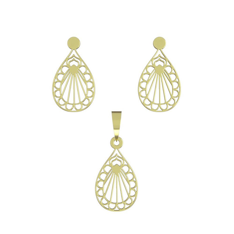 نیم ست طلا 18 عیار زنانه مدوپد مدل هندسی کد NA11359