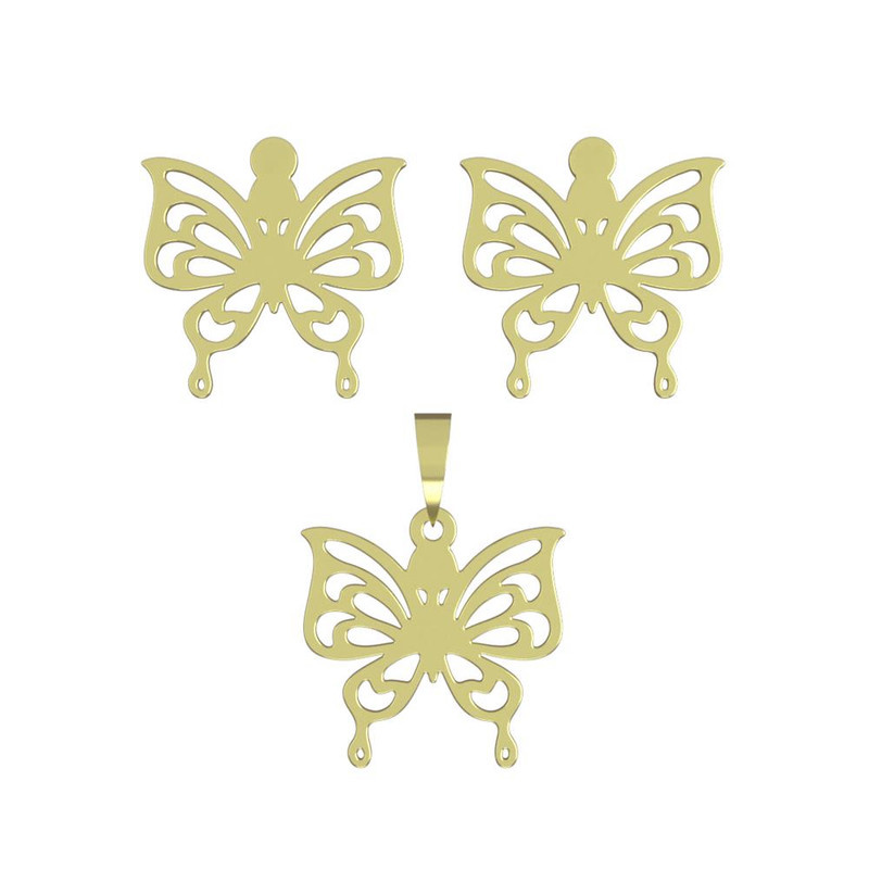 نیم ست طلا 18 عیار زنانه مدوپد مدل پروانه کد NA11397