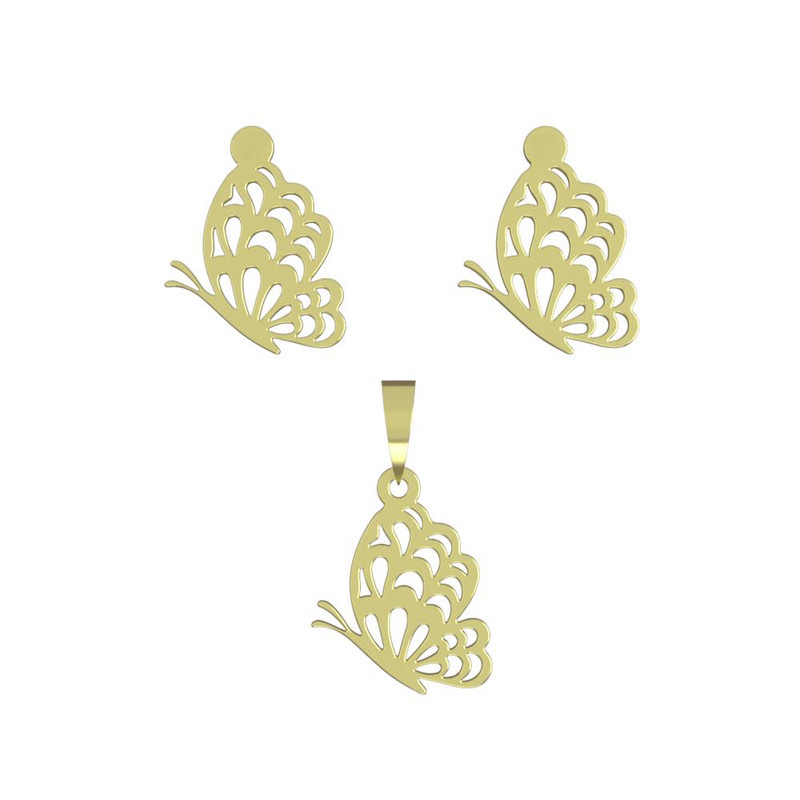 نیم ست طلا 18 عیار زنانه مدوپد مدل پروانه کد NA11417