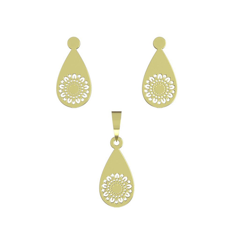 نیم ست طلا 18 عیار زنانه مدوپد مدل گل کد NA11436