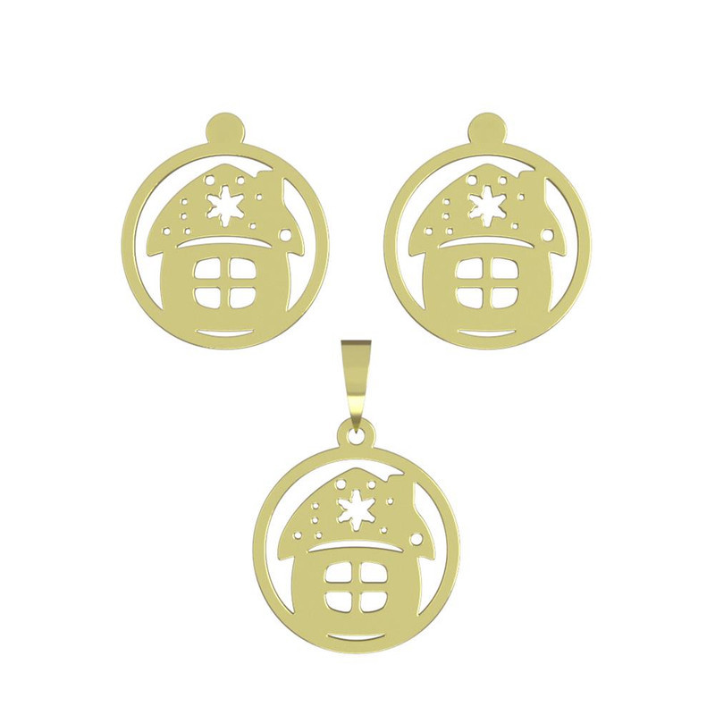 نیم ست طلا 18 عیار زنانه مدوپد مدل خانه کد NA11453