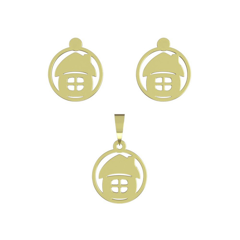 نیم ست طلا 18 عیار زنانه مدوپد مدل خانه کد NA11472