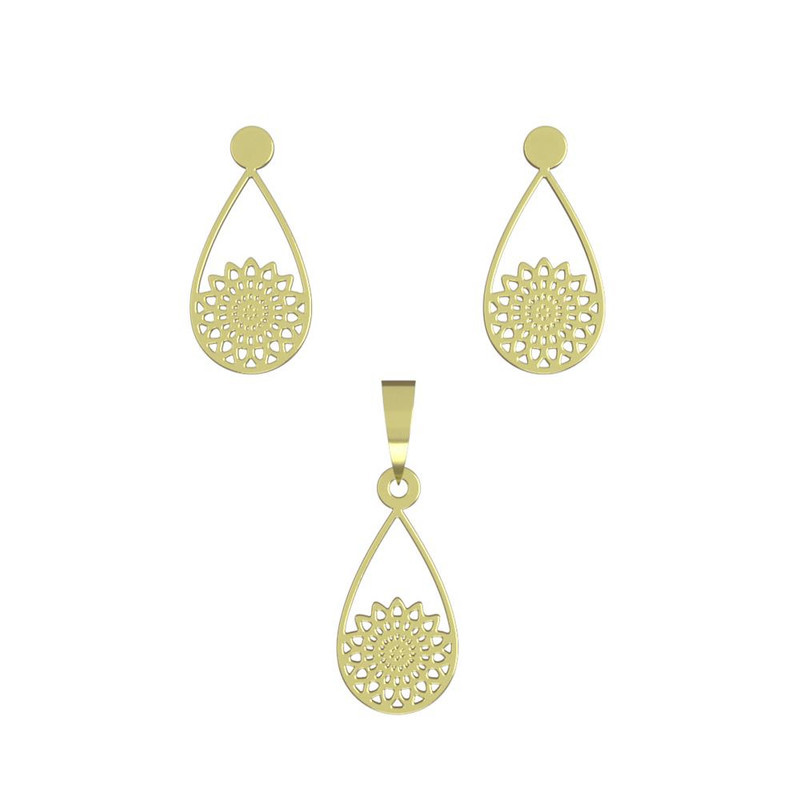 نیم ست طلا 18 عیار زنانه مدوپد مدل گل کد NA11507 نیم ست طلا 18 عیار زنانه مدوپد مدل گل کد NA11507