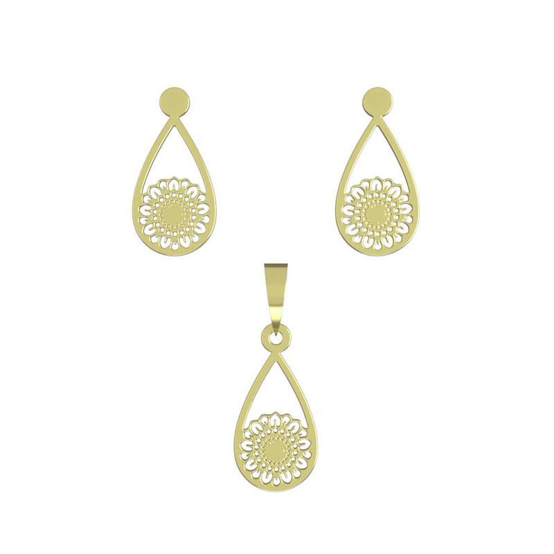 نیم ست طلا 18 عیار زنانه مدوپد مدل گل کد NA11521 نیم ست طلا 18 عیار زنانه مدوپد مدل گل کد NA11521