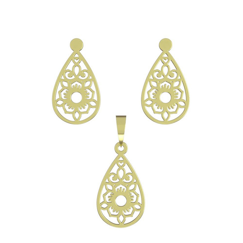 نیم ست طلا 18 عیار زنانه مدوپد مدل گل کد NA11524