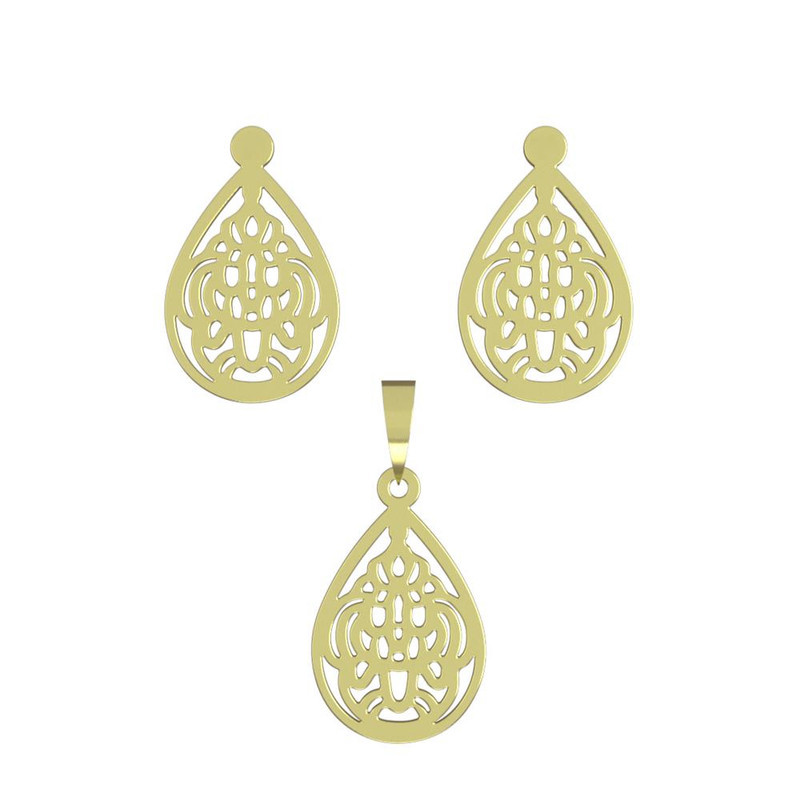 نیم ست طلا 18 عیار زنانه مدوپد مدل هندسی کد NA11534