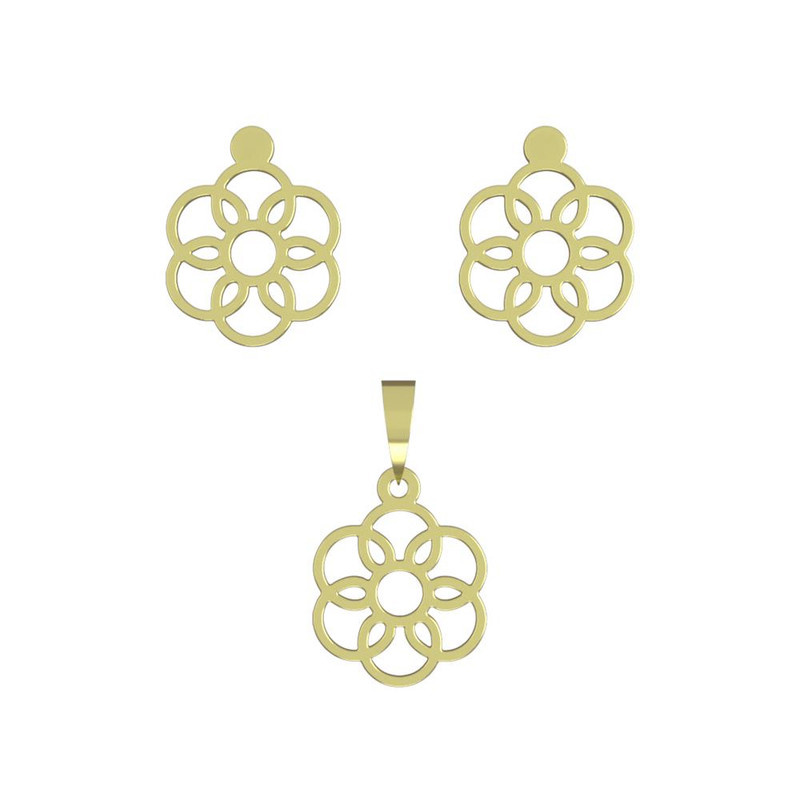 نیم ست طلا 18 عیار زنانه مدوپد مدل گل کد NA11543 نیم ست طلا 18 عیار زنانه مدوپد مدل گل کد NA11543