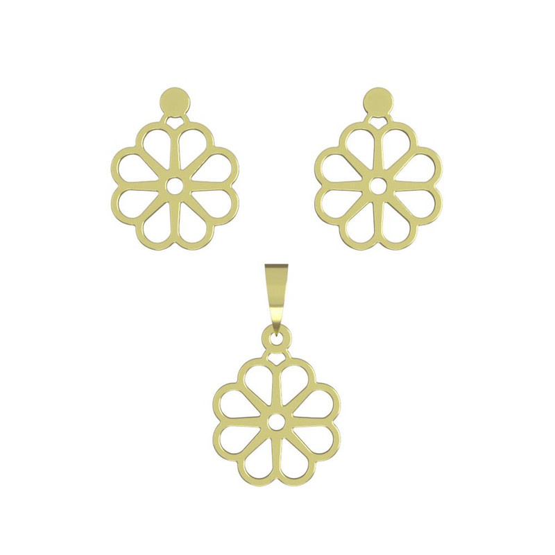 نیم ست طلا 18 عیار زنانه مدوپد مدل گل کد NA11605