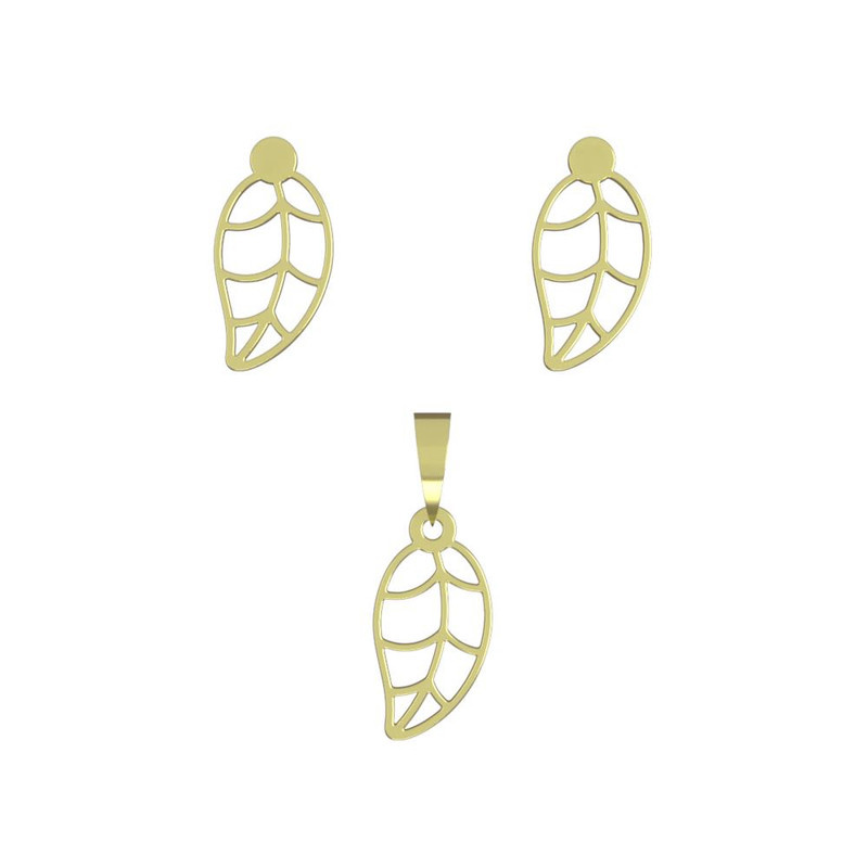 نیم ست طلا 18 عیار زنانه مدوپد مدل برگ کد NA11608 نیم ست طلا 18 عیار زنانه مدوپد مدل برگ کد NA11608