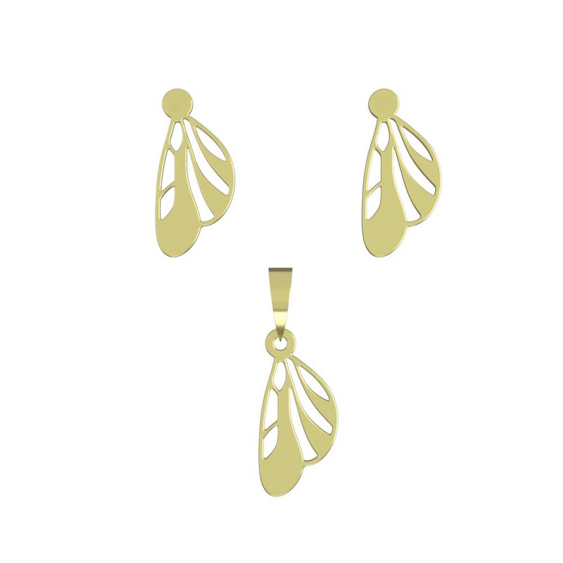 نیم ست طلا 18 عیار زنانه مدوپد مدل بال پروانه کد NA11620