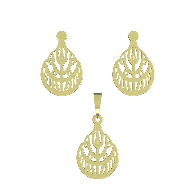 نیم ست طلا 18 عیار زنانه مدوپد مدل هندسی کد NA11649