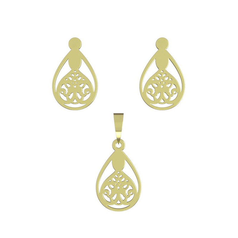 نیم ست طلا 18 عیار زنانه مدوپد مدل هندسی کد NA11650