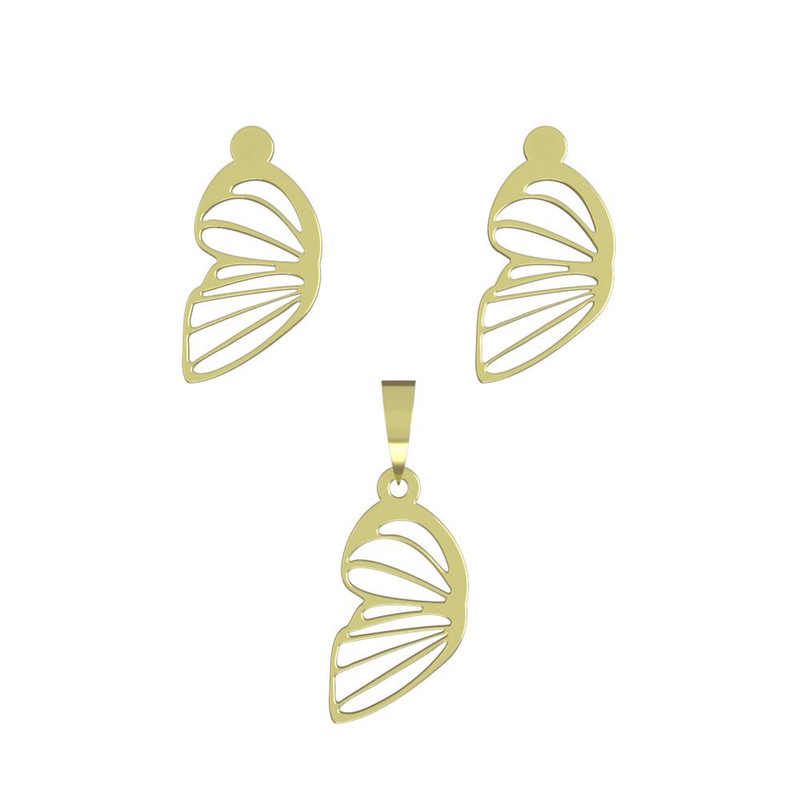 نیم ست طلا 18 عیار زنانه مدوپد مدل بال پروانه کد NA11700