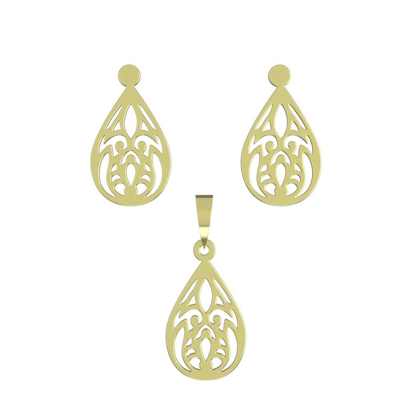 نیم ست طلا 18 عیار زنانه مدوپد مدل هندسی کد NA11744